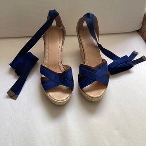 Espadrille wedges with tie straps